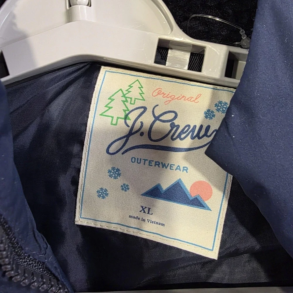 J.Crew Coat Womens XL Navy Blue Hooded Primaloft Insulated Parka Jacket AZ420‎